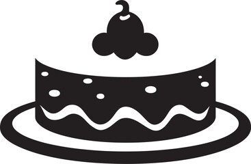 Artistic Brilliance Black Cake Iconic Representation Gleaming Shadows Black Cake Vector Artistry
