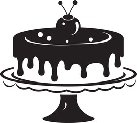 Radiant Shadows Black Cake Vector Symbol Elegant Design Black Cake Emblematic Design