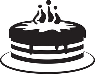 Luminous Elegance Black Cake Vector Symbol Shadows of Creativity Black Cake Iconic Representation