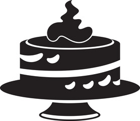 Tasteful Sophistication Cake Vector in Black Decadent Simplicity Black Cake Iconic Symbol