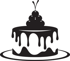 Gourmet Minimalism Black Cake Emblematic Design Stylish Confection Black Cake Icon Representation