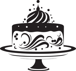 Dynamic Delight Black Cake Iconic Artistry Flavorful Sophistication Black Cake Vector Symbol