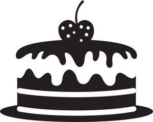 Delicious Minimalism Black Cake Vector Representation Layered Luxury Black Cake Iconic Concept