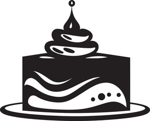 Black Cake Vector Logo Taste Refined Elegant Temptation Black Cake Iconic Artistry