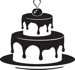 Artisanal Delights Black Cake Emblematic Symbol Chic Dessert Black Cake Vector Identity