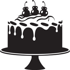 Elegant Temptation Black Cake Iconic Artistry Powerful Precision Black Cannon Firearm Vector Logo