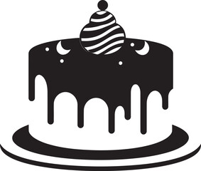Chic Celebration Black Cake Vector Logo Emblematic Design Taste Infusion Black Cake Logo Representation