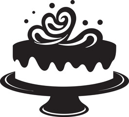 Gastronomic Silhouette Black Cake Logo Identity Elegant Indulgence Black Cake Vector Logo Design