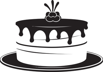 Gourmet Perspectives Black Cake Vector Logo Creation Black Cake Vector Logo Decadent Elegance
