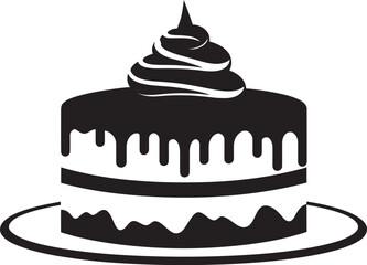 Modernistic Sweetness Black Cake Logo Iconography Sleek Celebration Black Cake Vector Logo Emblematic Design