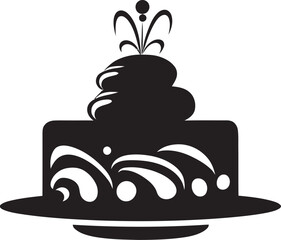 Flavorful Layers Black Cake Logo Artistry Chic Confectionery Black Cake Vector Logo Symbol