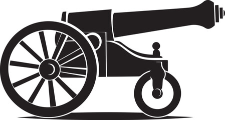Deadly Precision Sleek Black Cannon Emblematic Emblem Modern Artillery Black Cannon Symbolic Identity