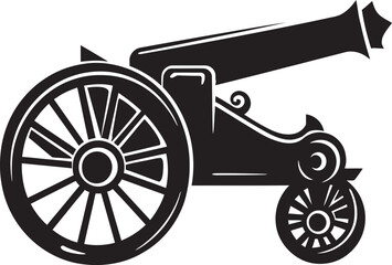 Dynamic Warfare Sleek Black Cannon Iconic Representation Strategic Dominance Vector Black Cannon Symbolic Design