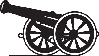 Fototapeta premium Tactical Arsenal Black Cannon Firearm Emblematic Symbolism Dynamic Warfare Sleek Black Cannon Iconic Representation