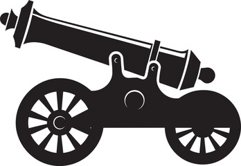 Deadly Precision Black Cannon Firearm Emblematic Symbolism Elegant Armament Black Cannon Vector Iconic Representation