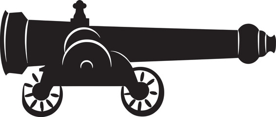 Artillery Minimalism Black Cannon Emblematic Design Stylish Warfare Black Cannon Icon Representation