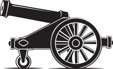 Sleek Dominance Black Cannon Firearm Emblematic Symbolism Modern Weaponry Vector Black Cannon Iconic Marksmanship
