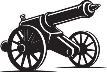 Dynamic Artillery Vector Black Cannon Emblematic Marksmanship Striking Dominance Black Cannon Vector Emblematic Representation