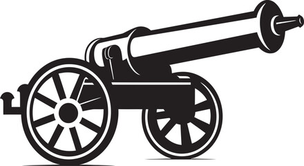 Fototapeta premium Tactical Warfare Black Cannon Iconic Symbolism Dynamic Elegance Vector Black Cannon Emblematic Mark