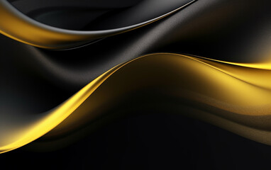 Abstract black and gold smooth flowing wave ribbon