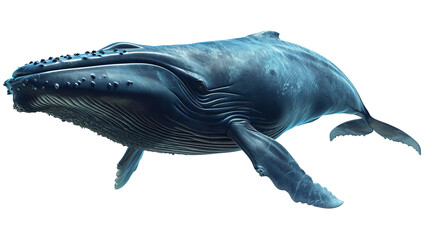 Big blue whale on a transparent background