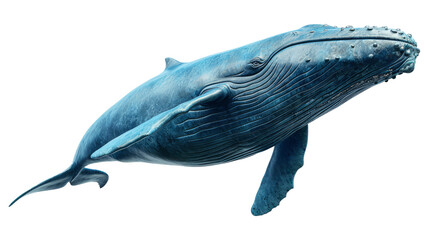 Big blue whale, cut out - stock png. - obrazy, fototapety, plakaty