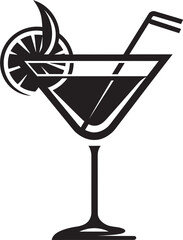 Modern Indulgence Vector Black Cocktail Symbolic Emblem Chic Spirits Black Drink Iconic Identity