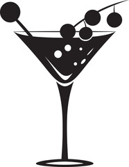 Crafted Indulgence Black Drink Iconic Identity Refreshing Mix Vector Black Cocktail Emblematic Symbolism