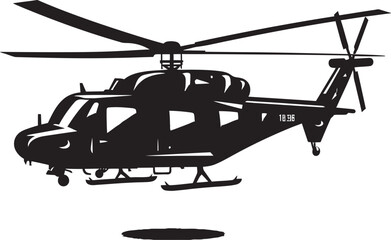 Aerial Precision Emblematic Black Helicopter Lethal Force Vector Black Combat Helicopter