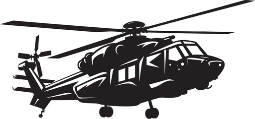 Warrior Elite Emblematic Black Helicopter Stealth Strike Vector Black Combat Helicopter