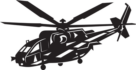 Sleek Warfare Black Helicopter Iconic Design Battlefield Edge Vector Black Combat Helicopter Mark