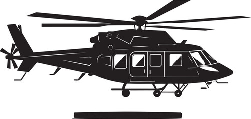 Stealth Dominance Black Combat Helicopter Symbolic Emblem Elegant Strike Vector Black Helicopter Iconic Representation