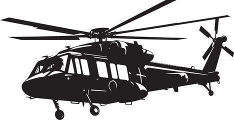 Lethal Guardian Black Combat Helicopter Iconic Design Dynamic Assault Vector Black Helicopter Emblematic Symbolism - obrazy, fototapety, plakaty