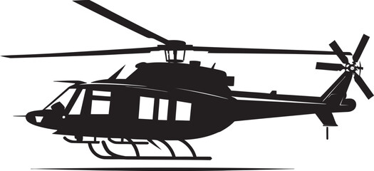 Lethal Avenger Black Combat Helicopter Iconic Design Dynamic Defender Vector Black Helicopter Emblematic Symbolism