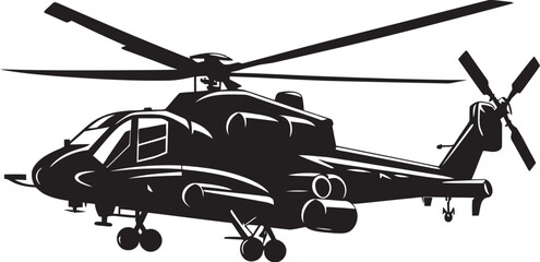 Tactical Fury Black Combat Helicopter Iconic Icon Warfare Elite Vector Black Helicopter Emblematic Identity