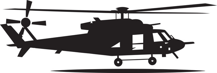 Elegant Strike Vector Black Helicopter Iconic Representation Sleek Assault Black Combat Helicopter Emblematic Concept