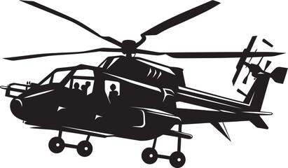 Sleek Guardian Black Combat Helicopter Emblematic Representation Aerial Precision Vector Black Helicopter Symbolic Mark