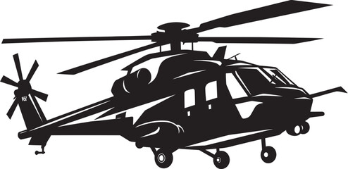 Lethal Force Black Combat Helicopter Iconic Design Dynamic Guardian Vector Black Helicopter Emblematic Symbolism - obrazy, fototapety, plakaty