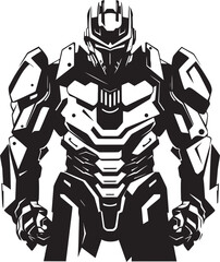 Warrior Sentinel Black Armed Robot Iconic Symbolism Elegant Enforcer Vector Black Combat Machine Icon