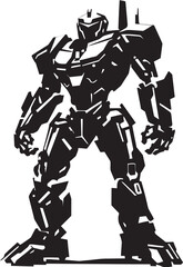 Tactical Vigilant Vector Black Combat Cyborg Symbol Sleek Sentinel Black Armed Robot Iconic Emblem
