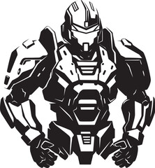 Elegant Enforcer Black Armed Android Emblematic Identity Combat Guardian Vector Black Combat Cyborg Emblem