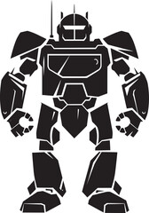 Elegant Defender Black Combat Robot Identity Precision Enforcer Vector Black Combat Cyborg Emblem