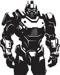 Precision Enforcer Vector Black Combat Cyborg Emblem Dynamic Protector Black Armed Robot Icon
