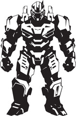 Warrior Sentinel Black Armed Robot Iconic Identity Elegant Enforcer Vector Black Combat Android Emblem