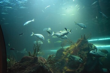 Fish underwater in aquarium - obrazy, fototapety, plakaty