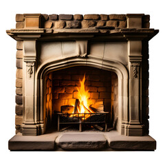Old Fireplace Isolated on Transparent Background