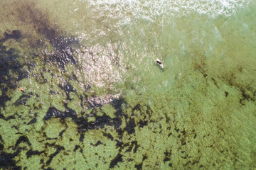 Aerial view of Playa de fuentes near San Vicente de la Barquera in North Spain, Europe