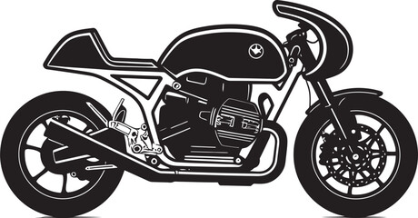 Naklejka premium Heritage Fusion Vector Black Cafe Racer Symbol Retro Precision Black Cafe Racer Emblematic Identity