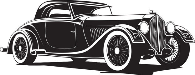 Vintage Heritage Black Vector Car Emblematic Design Historic Charm Vintage Car Emblem in Black Vector