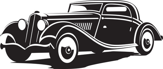 Vintage Legend Black Vector Car Symbolic Icon Nostalgic Revival Vintage Car Black Emblematic Design